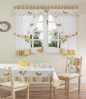 View Item Kitchen Curtains with Tie Backs Chickens Design (46 x 42in)